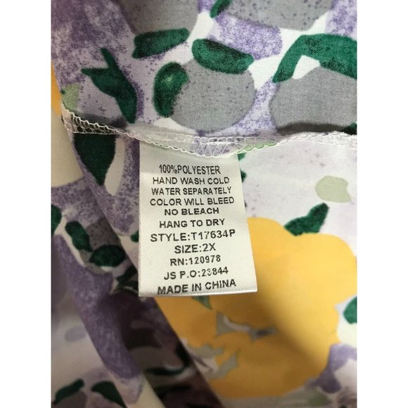 Entro Women's 2X Plus Size Beautiful Long Sleeve Abstract Floral Blouse - Picture 9 of 11